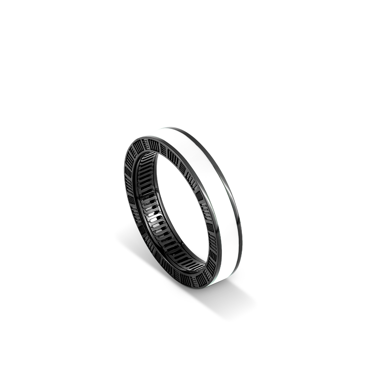 DNA Cage White Enamel Ring