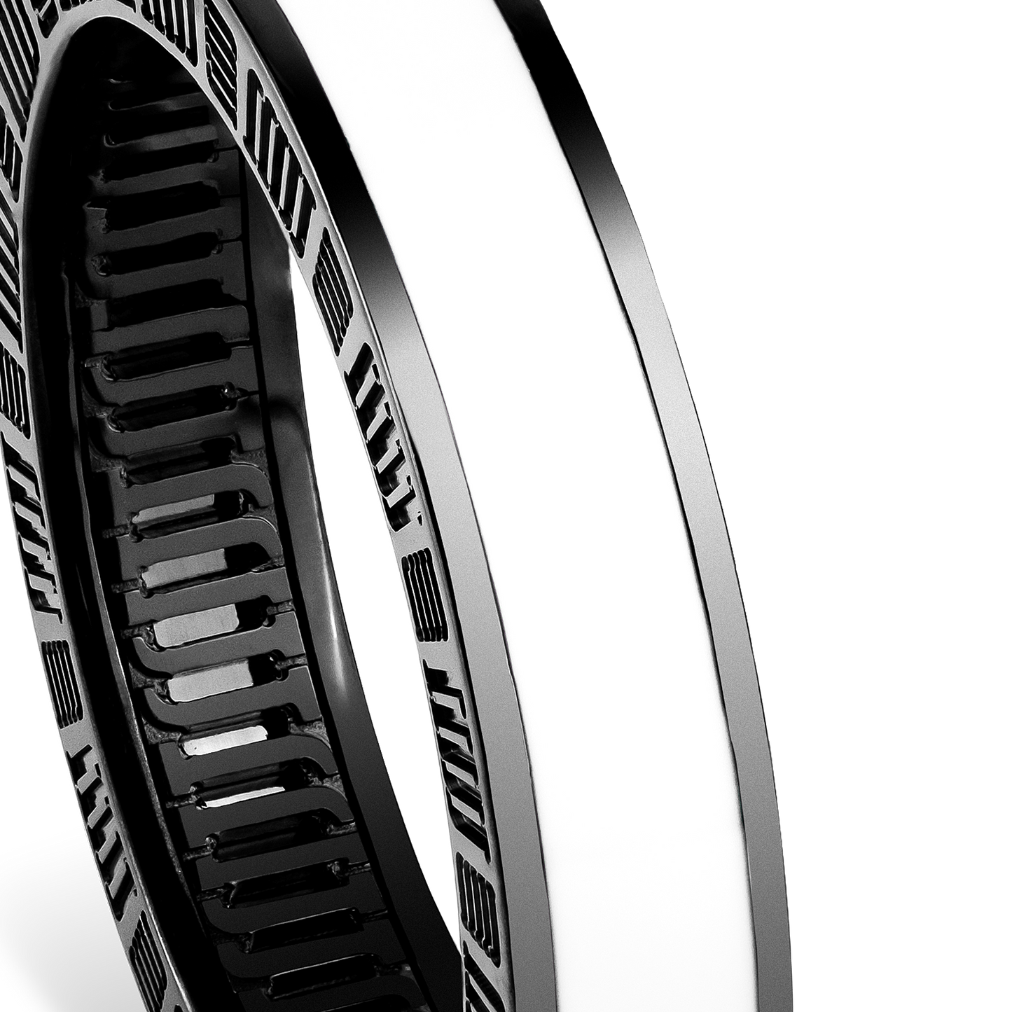 DNA Cage White Enamel Ring