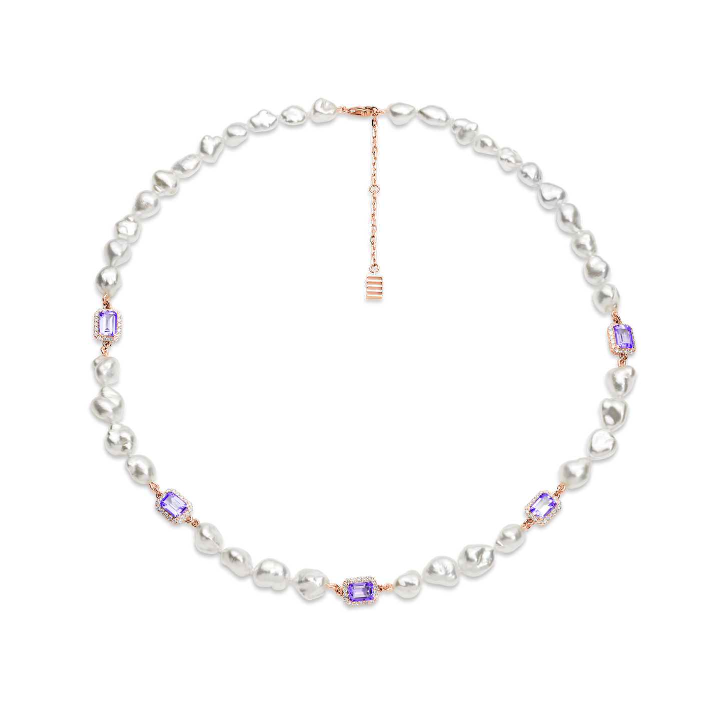 Jewel Charm Necklace Keshi Pearls