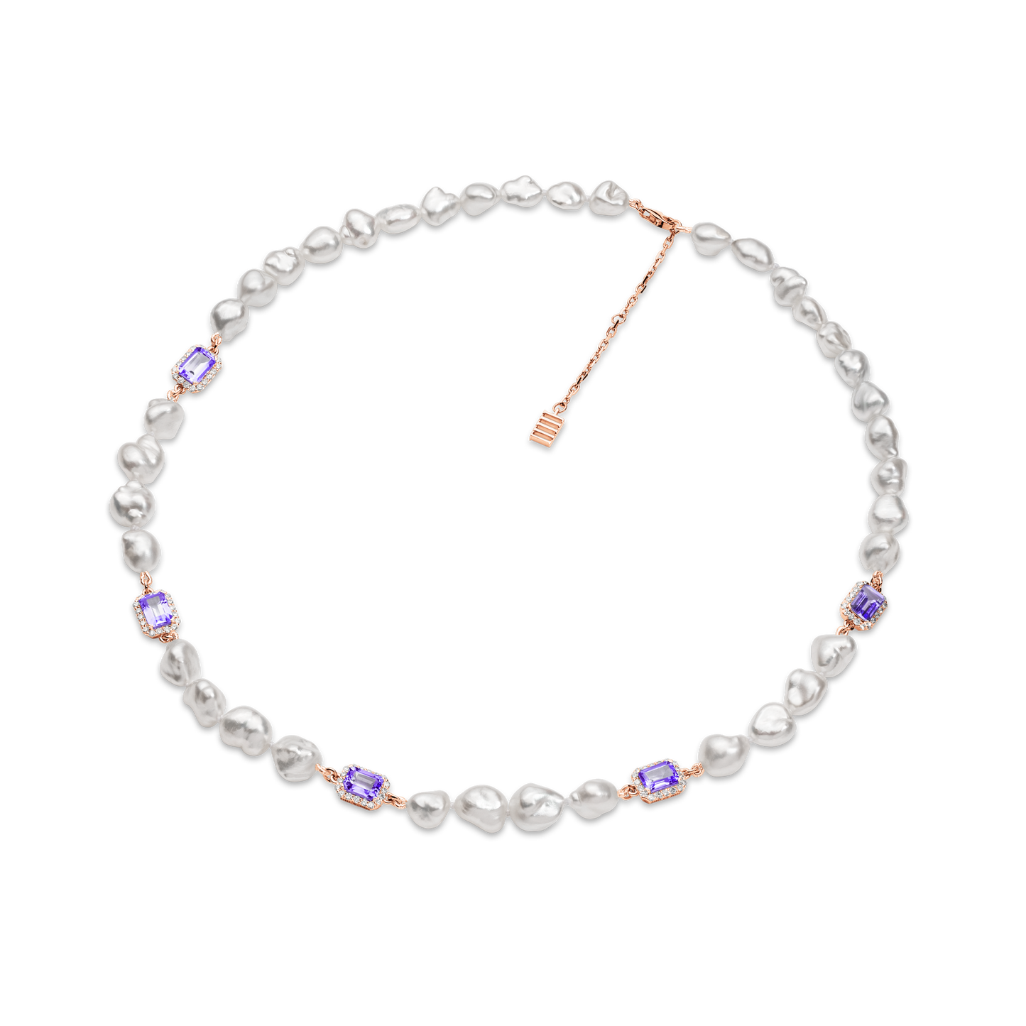 Jewel Charm Necklace Keshi Pearls