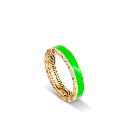 DNA Cage Green Enamel Ring