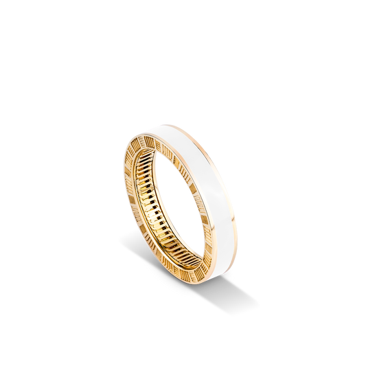 DNA Cage White Enamel Ring