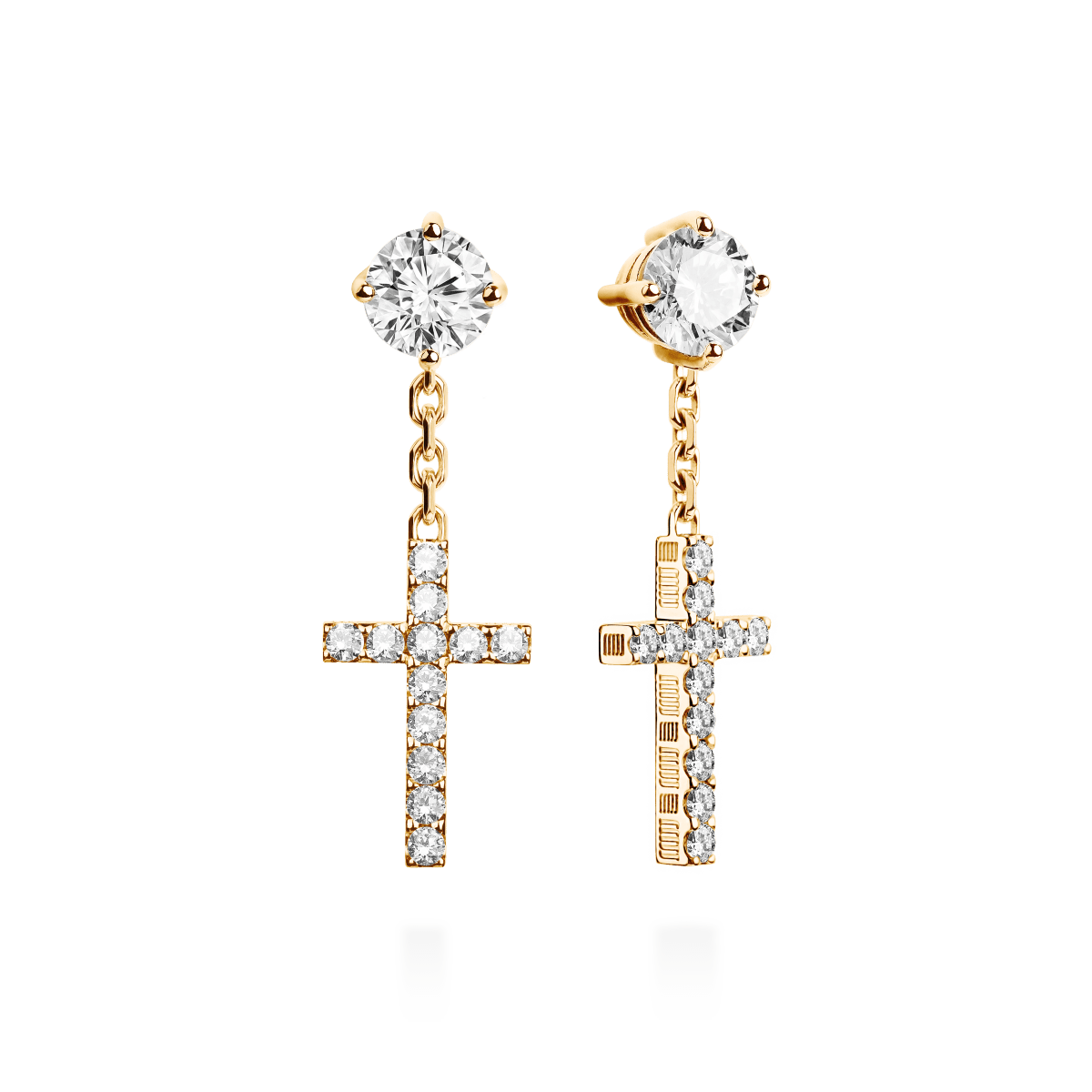 DNA Diamond Stud Cage Cross Earrings