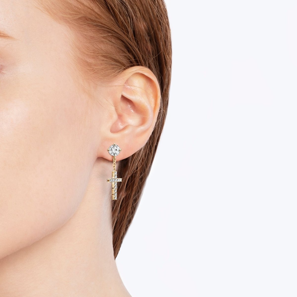 DNA Cage Cross Earrings