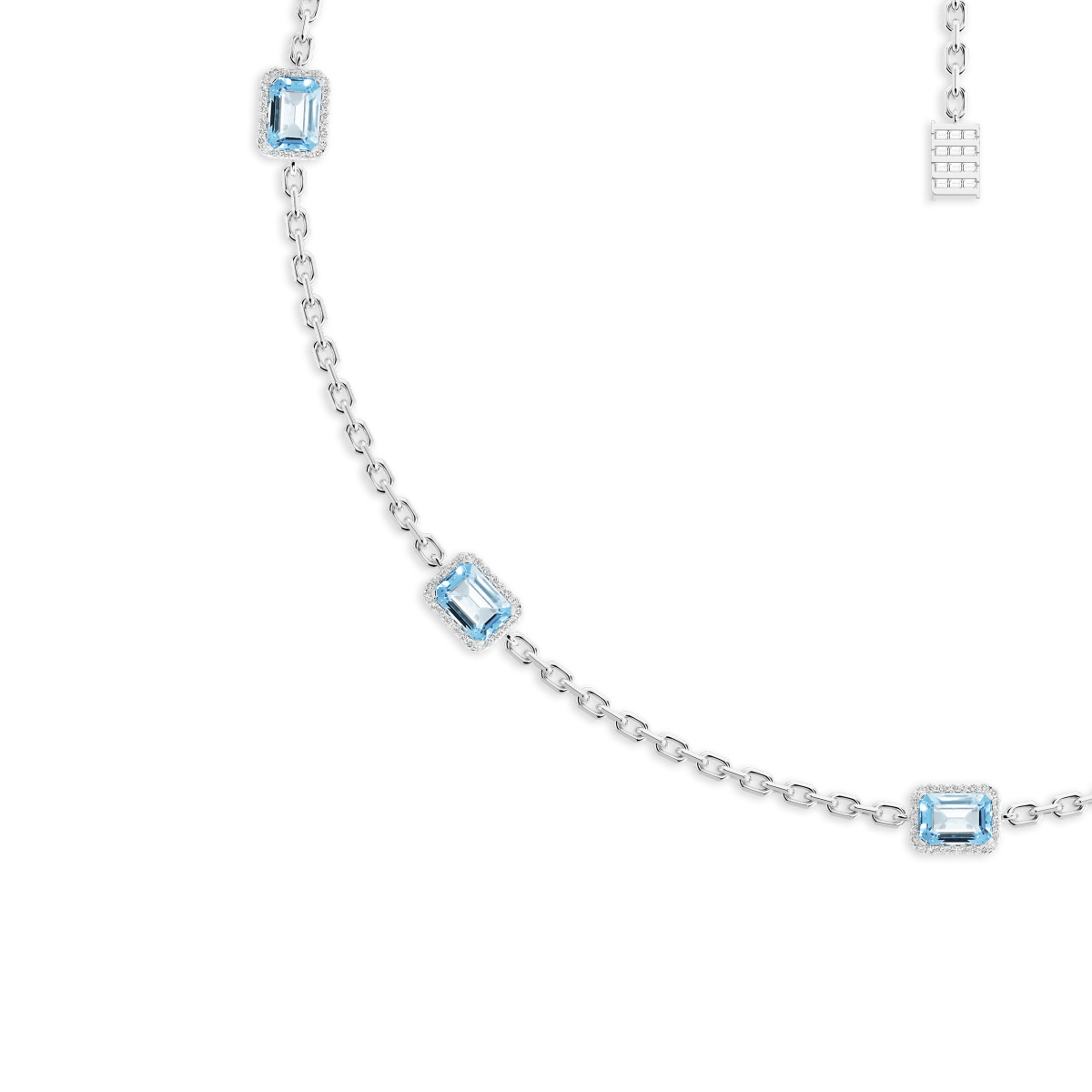 Jewel Multi Charm Necklace Blue Topaz