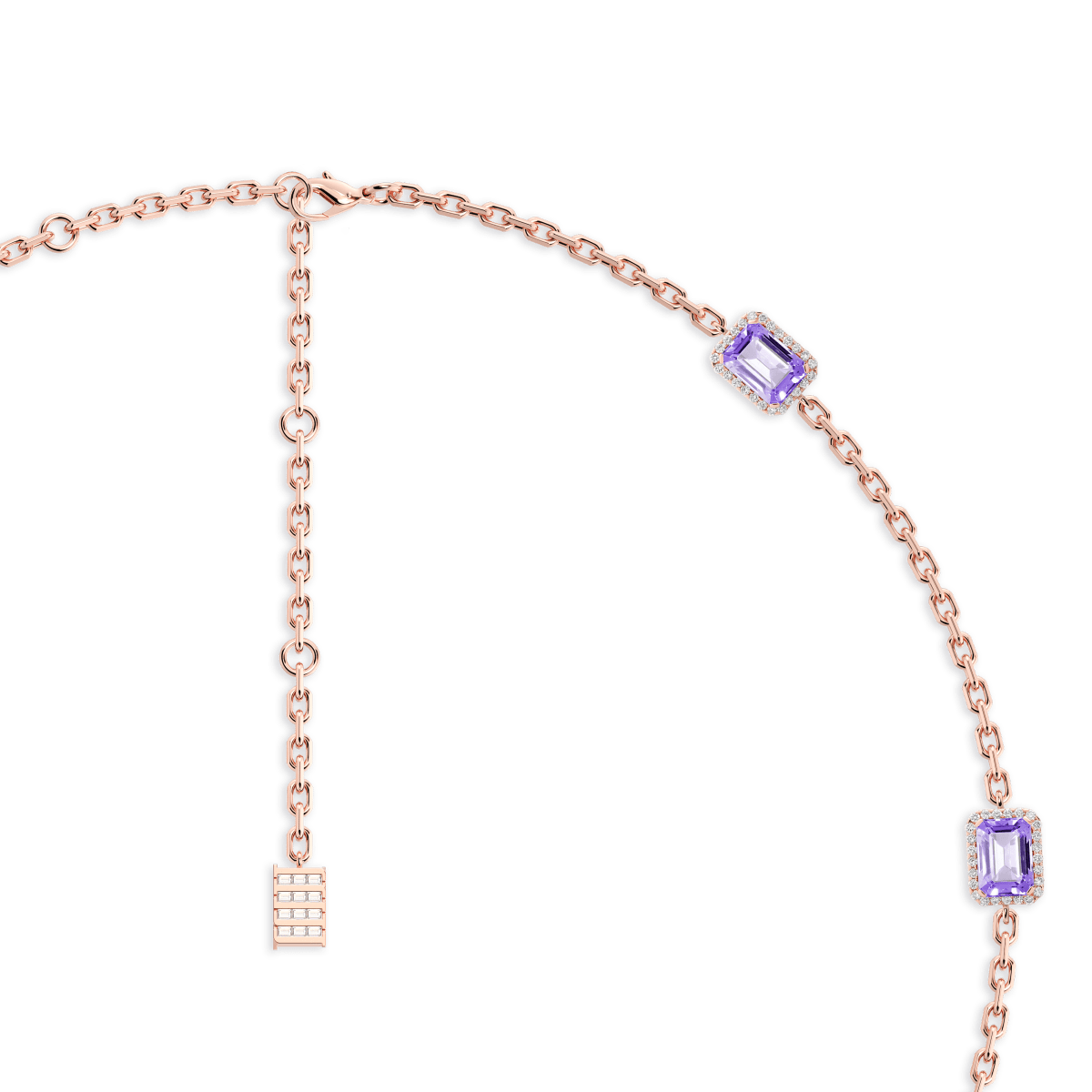 Jewel Multi Charm Necklace Purple Amethyst