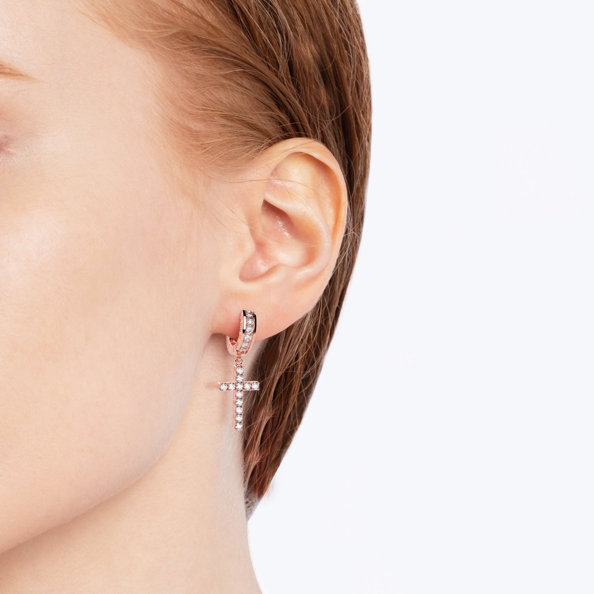 DNA Cage Cross Earrings