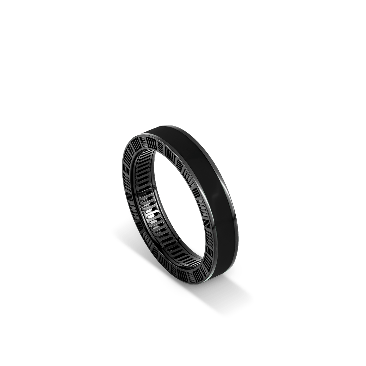DNA Cage Ring Black Enamel