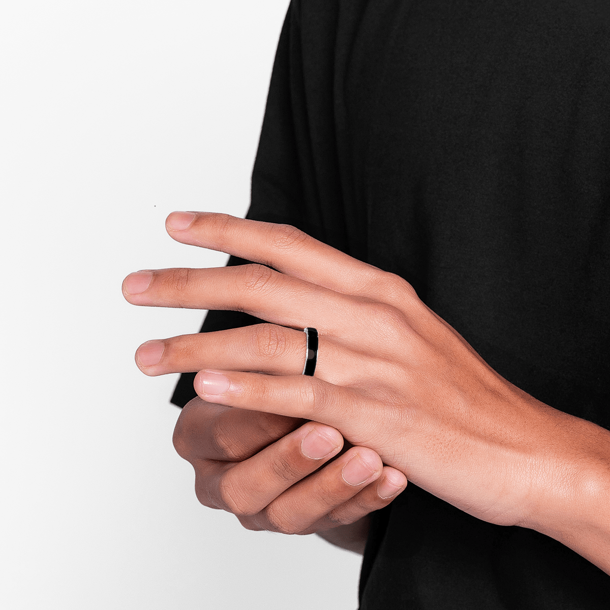 DNA Cage Ring Black Enamel