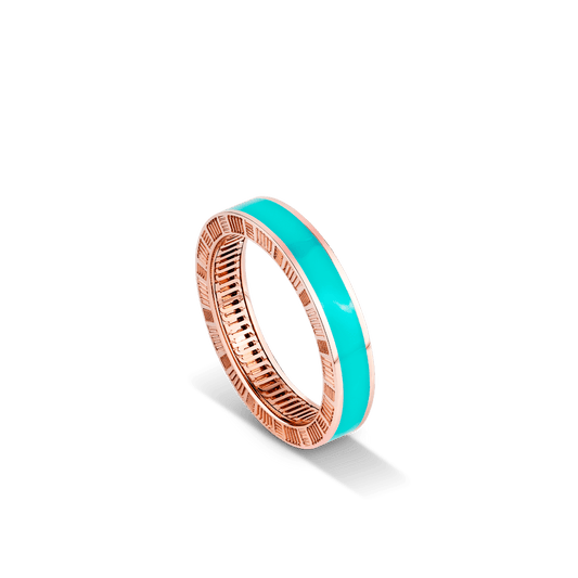 DNA Cage Blue Enamel Ring