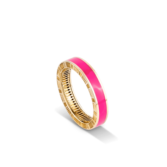 DNA Cage Pink Enamel Ring