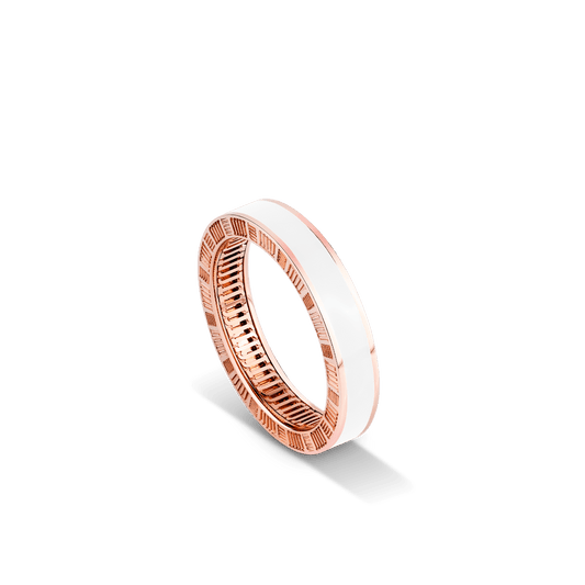 DNA Cage White Enamel Ring