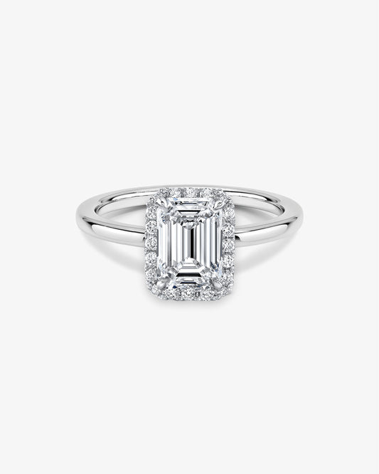 1.5ct Emerald Diamond Halo Engagement Ring