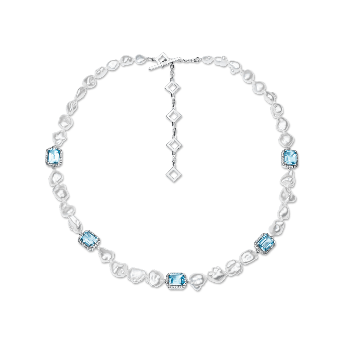 Jewel Multi Charm Necklace Blue Topaz