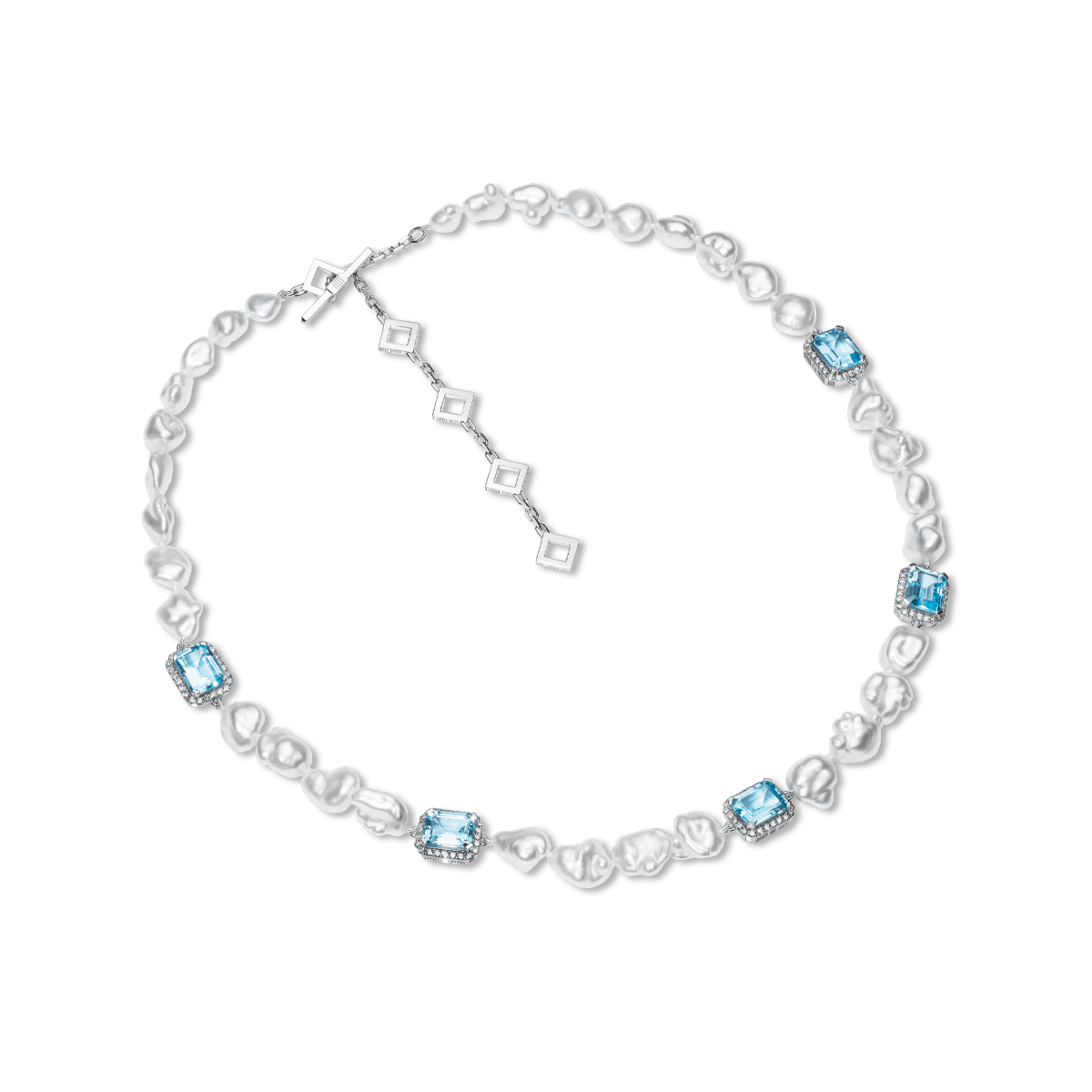 Jewel Multi Charm Necklace Blue Topaz