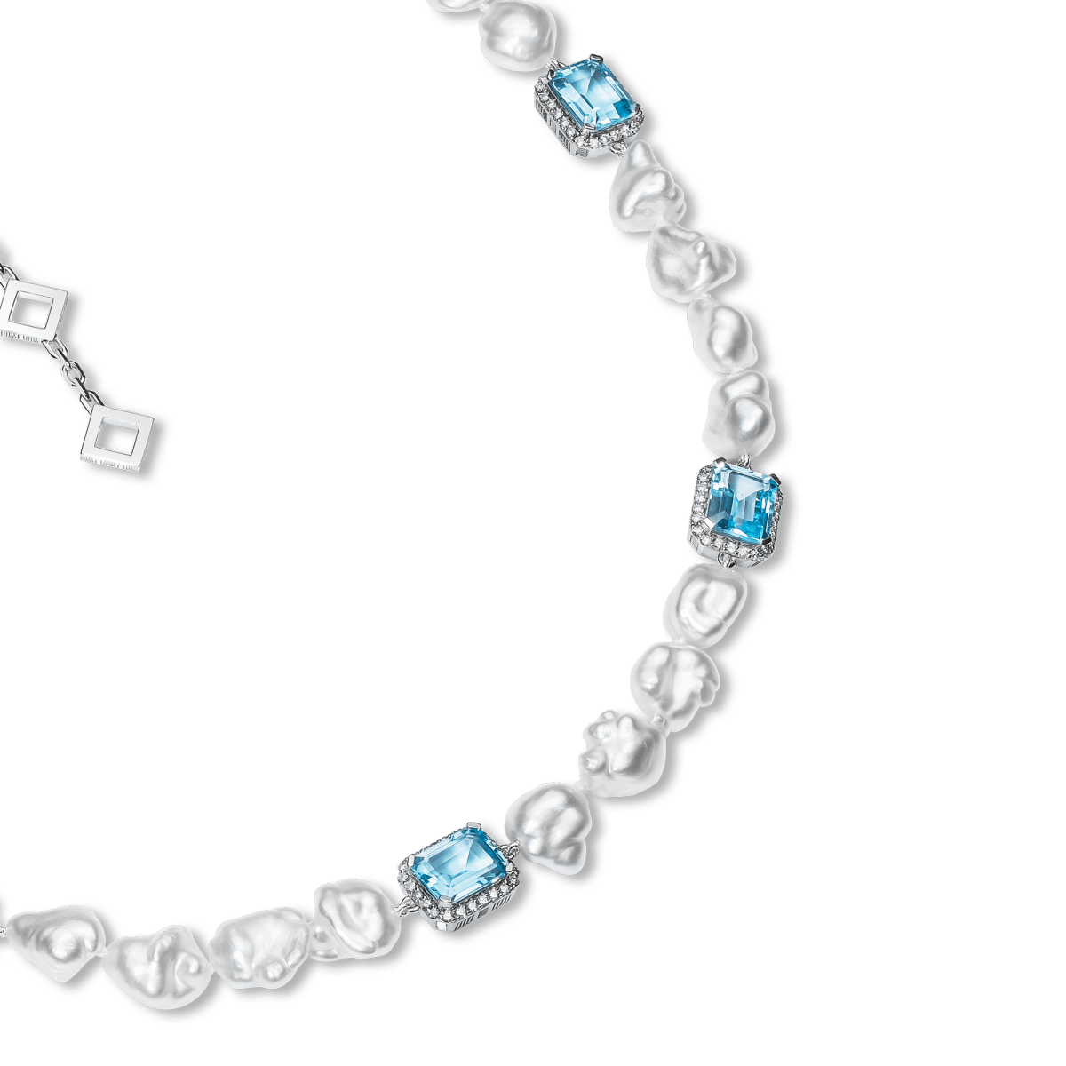 Jewel Multi Charm Necklace Blue Topaz