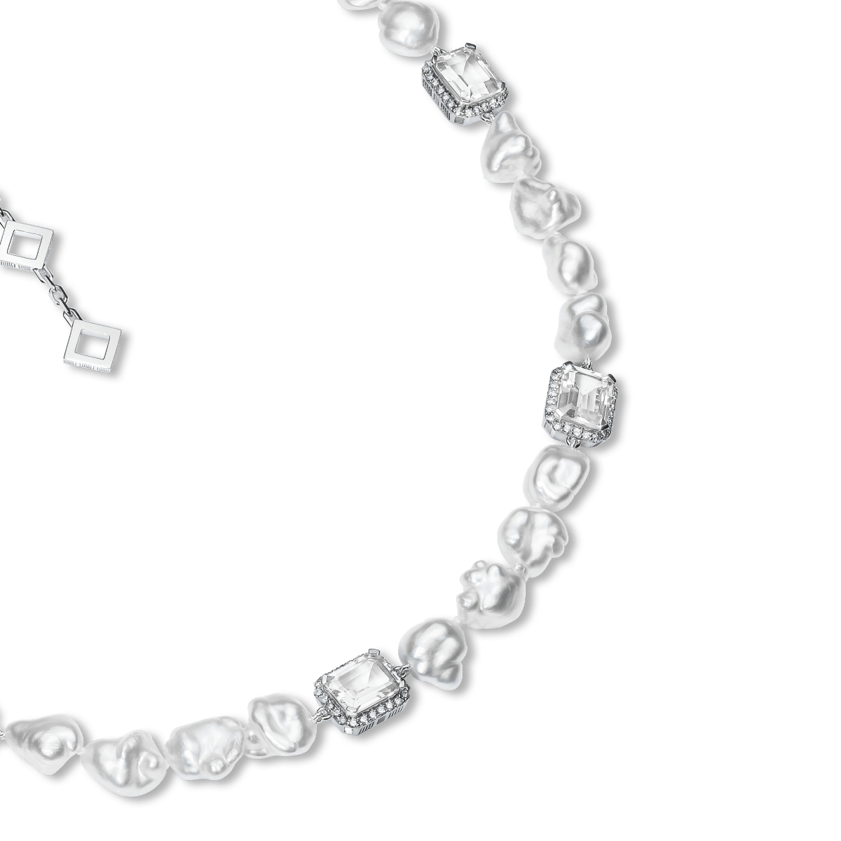 Jewel Multi Charm Necklace White Topaz