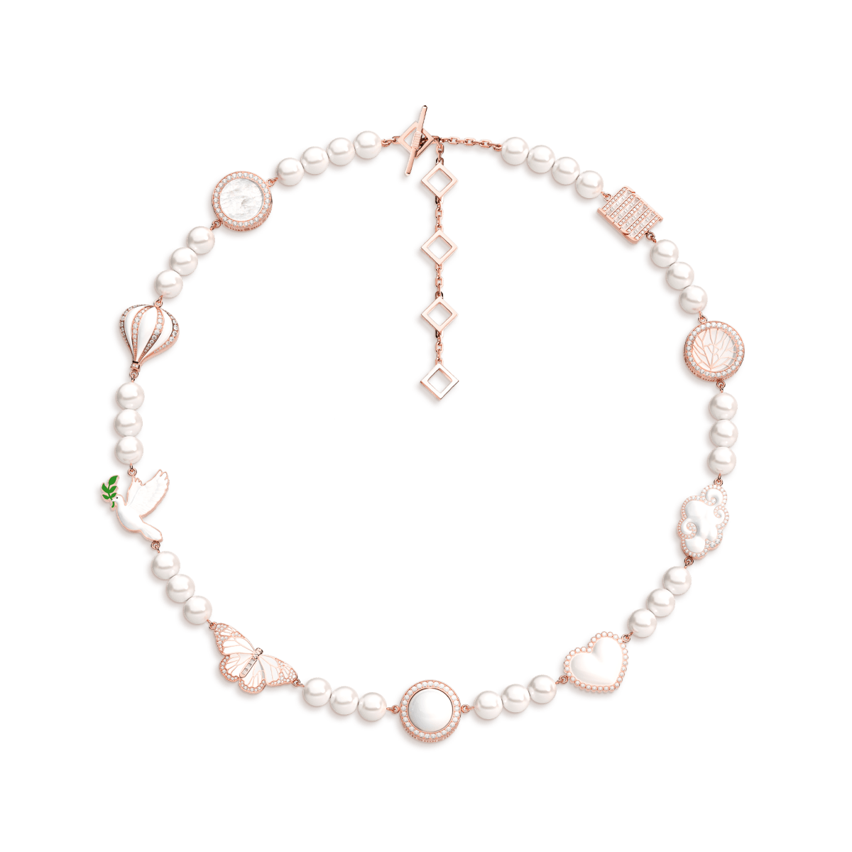 Pearl Skies Multi Charm Necklace