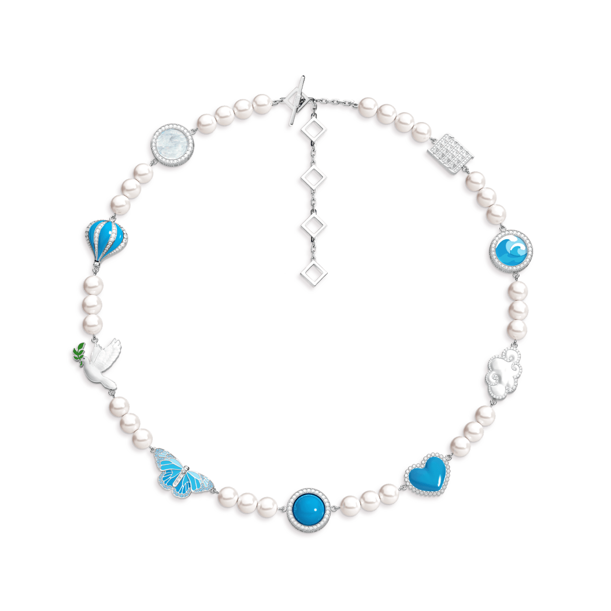 Pearl Skies Multi Charm Necklace