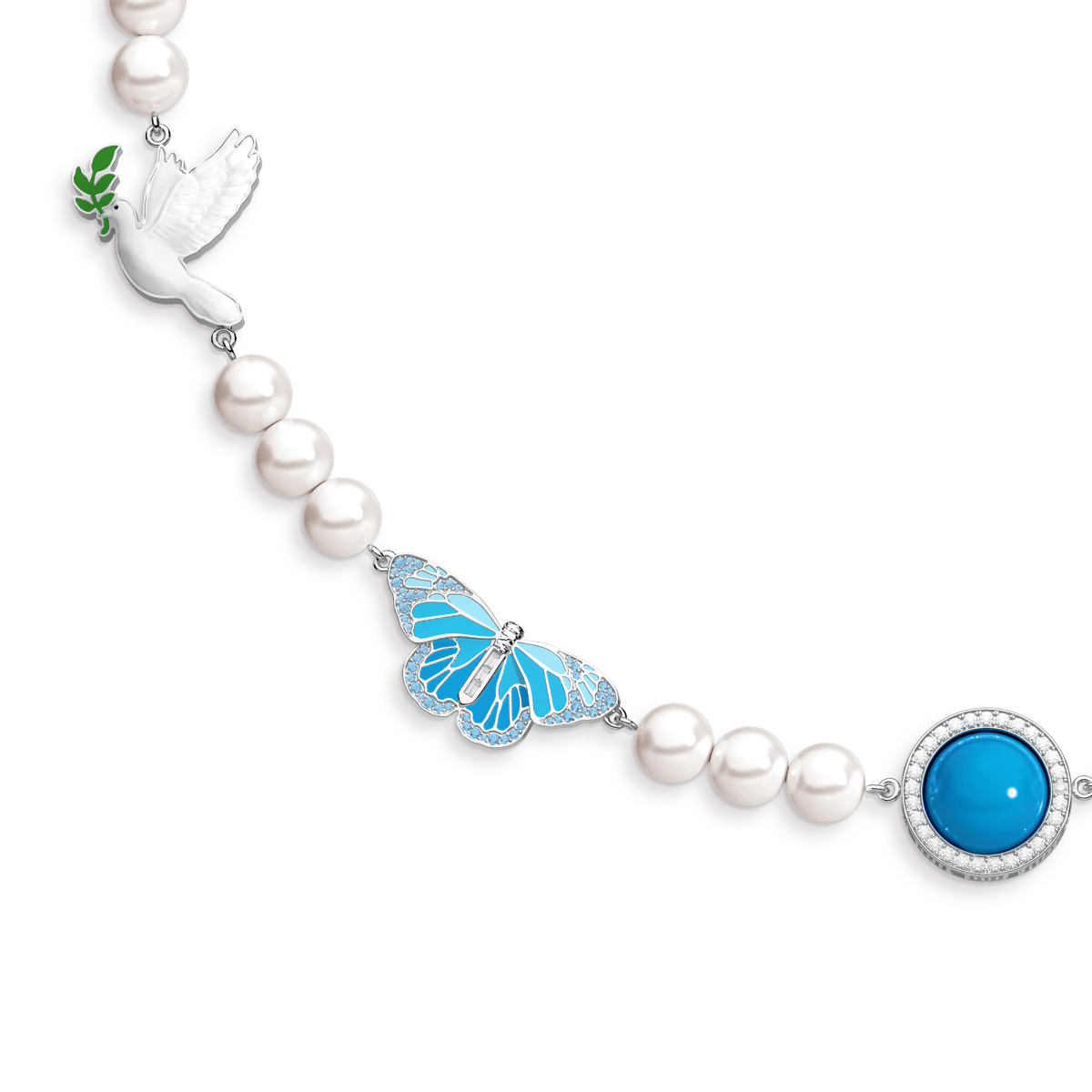 Pearl Skies Multi Charm Necklace